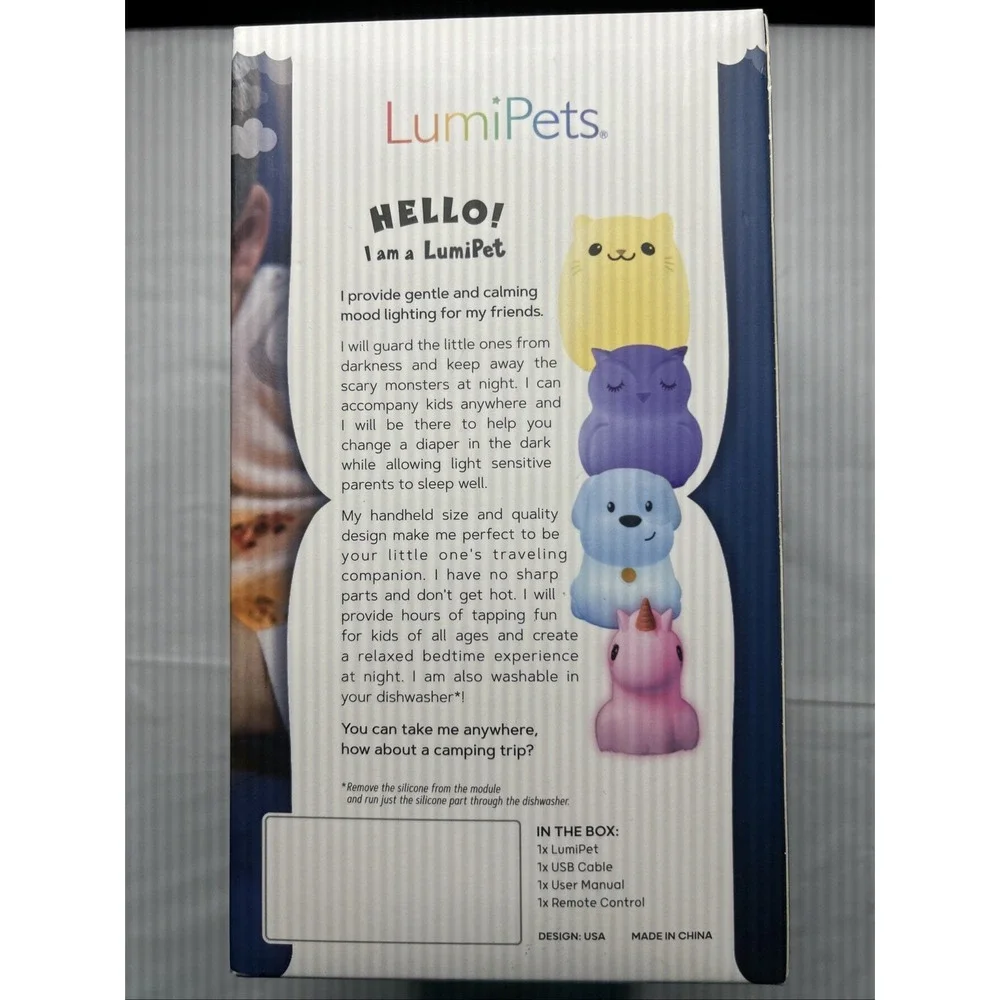 LumiPets Rabbit Night Light‎ with Remote Control Rechargeable 9 Color Light New